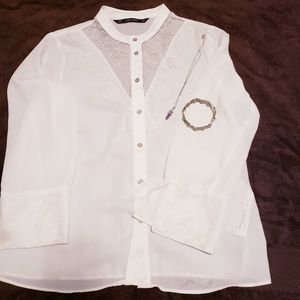 Zara Basic button down white blouse size xs